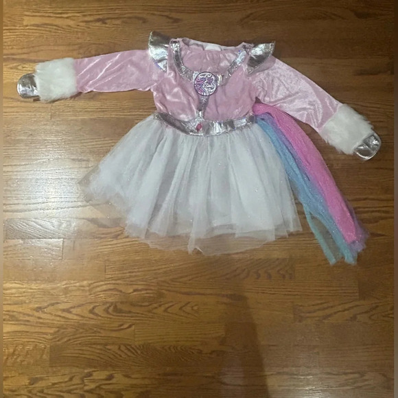Teetot Girls Unicorn Costume Rainbow Tail Tutu Headpiece Hoof Covers Size 7/8 - Picture 3 of 8